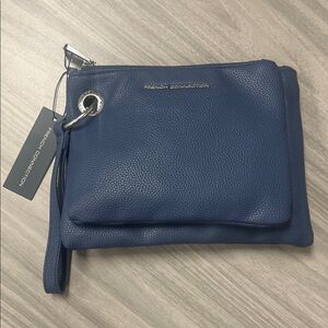 French Connection Blue Leather Set‎ of 2 Wristlets